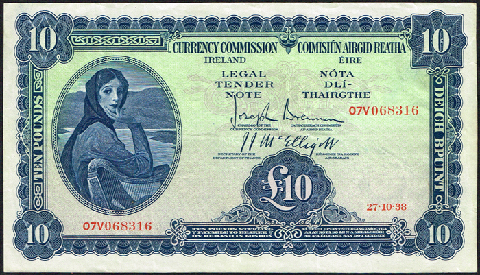 Currency Commission 'Lady Lavery' Ten Pounds 27-10-38 at Whyte's Auctions