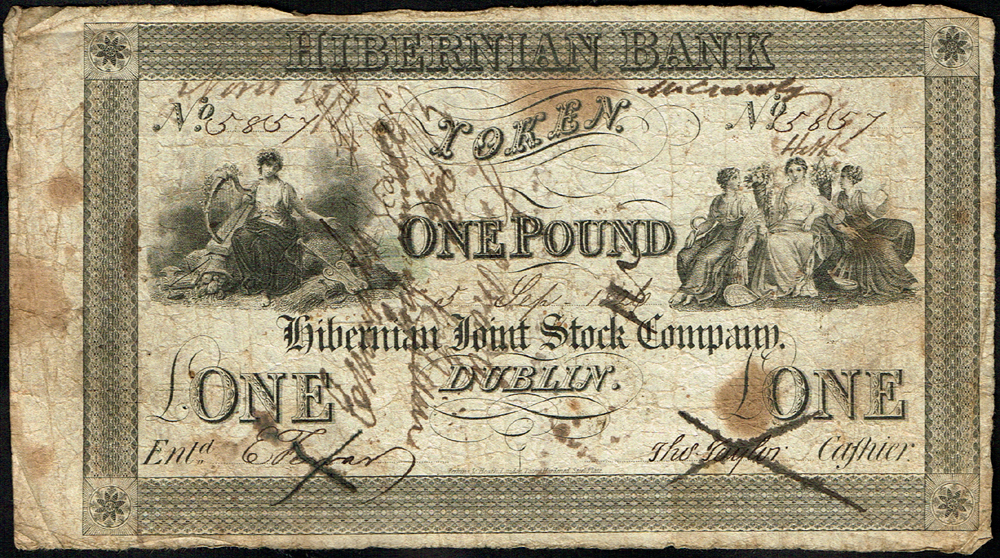 Hibernian Bank One Pound Token, 5 September 1826 at Whyte's Auctions