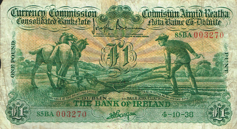 Currency Commission Consolidated Banknote 'Ploughman' One Pound, Bank of Ireland, 1937-1939 collection. at Whyte's Auctions