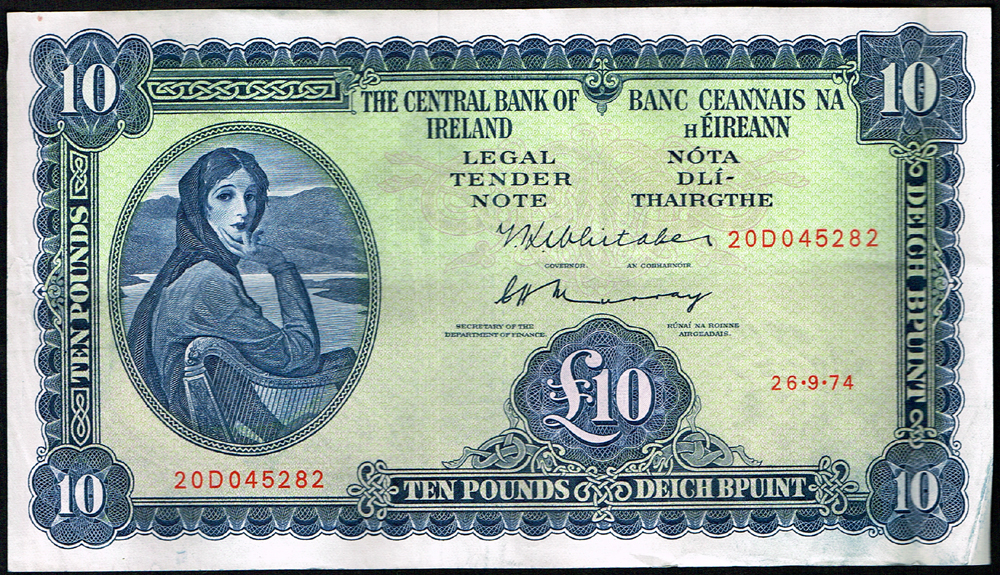 Central Bank 'Lady Lavery' Ten Pounds collection 1974-75 at Whyte's Auctions
