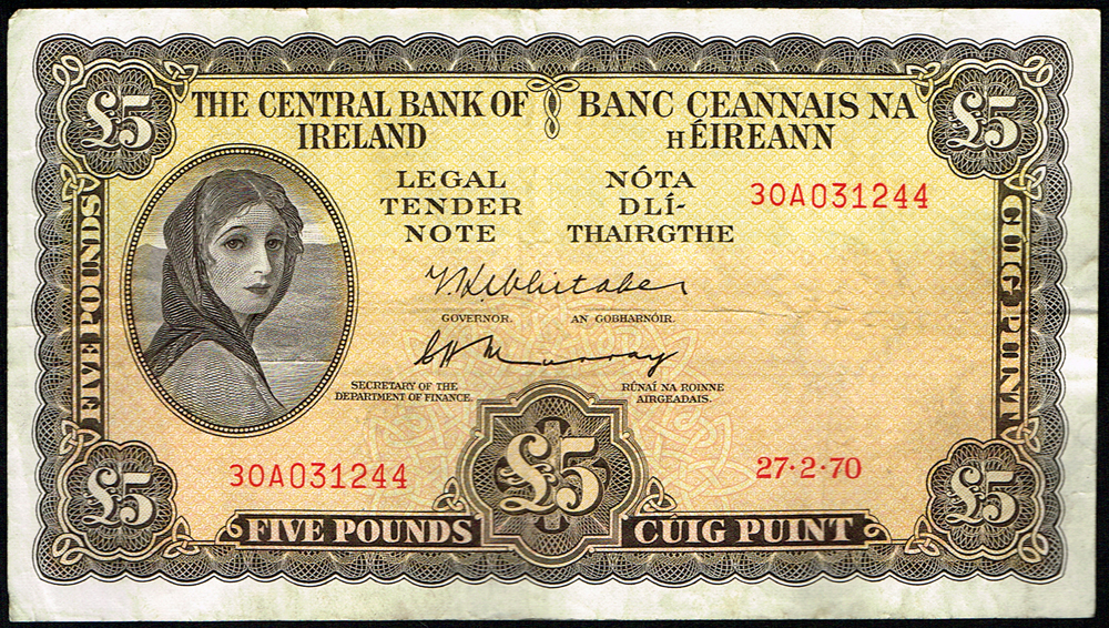 Central Bank 'Lady Lavery' Five Pounds collection 1970-75 at Whyte's Auctions