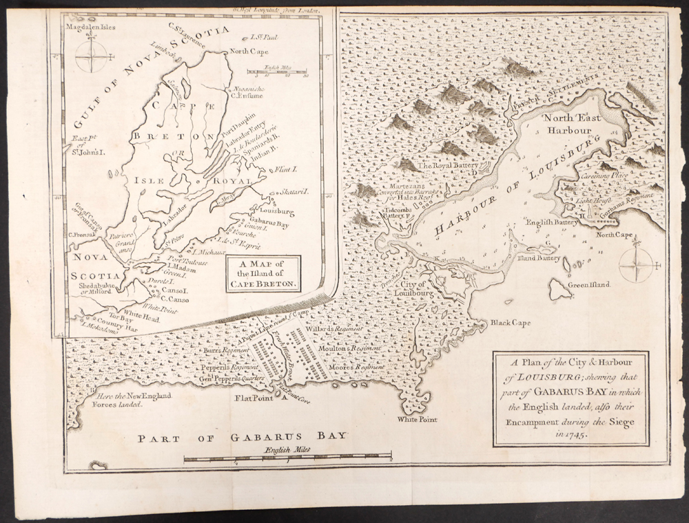1758 Map of Louisburg, Cape Breton Island, Nova Scotia. at Whyte's Auctions