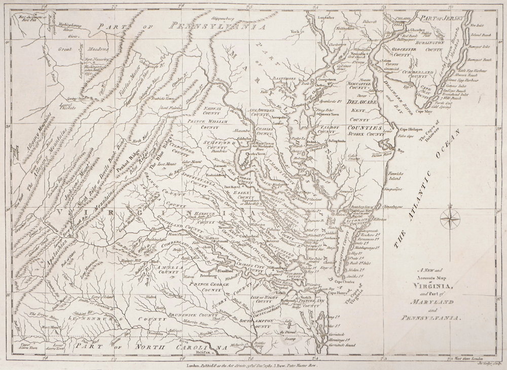 1780 Map of Virginia and Part of Maryland and Pennsylvania. at Whyte's Auctions