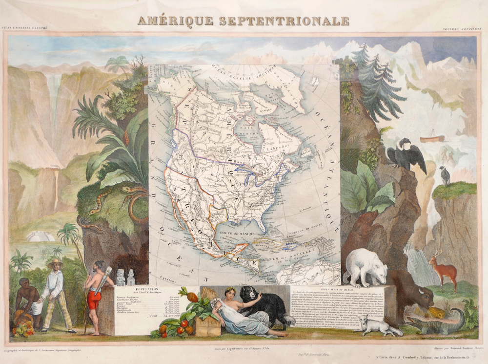 1845 Illustrated map of North America. at Whyte's Auctions