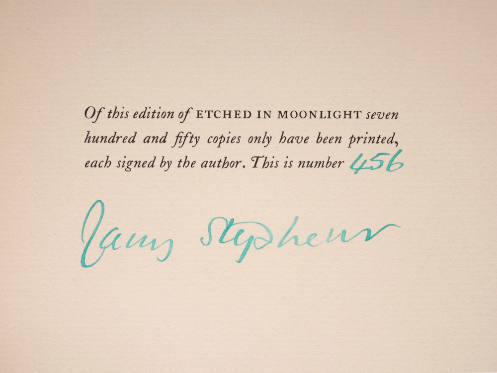 Stephens, James. Etched in the Moonlight, signed limited edition. at Whyte's Auctions