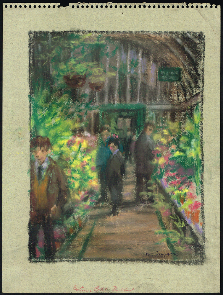 SCENES OF SECONDARY SCHOOL CHILDREN, INCLUDING BOTANICAL GARDENS, BELFAST (SET OF FOUR) by William Mason sold for 190 at Whyte's Auctions