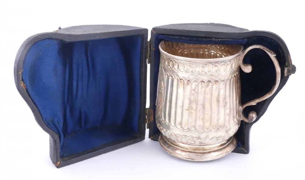 A George II silver mug and a collcetion of later silver wares. at Whyte's Auctions