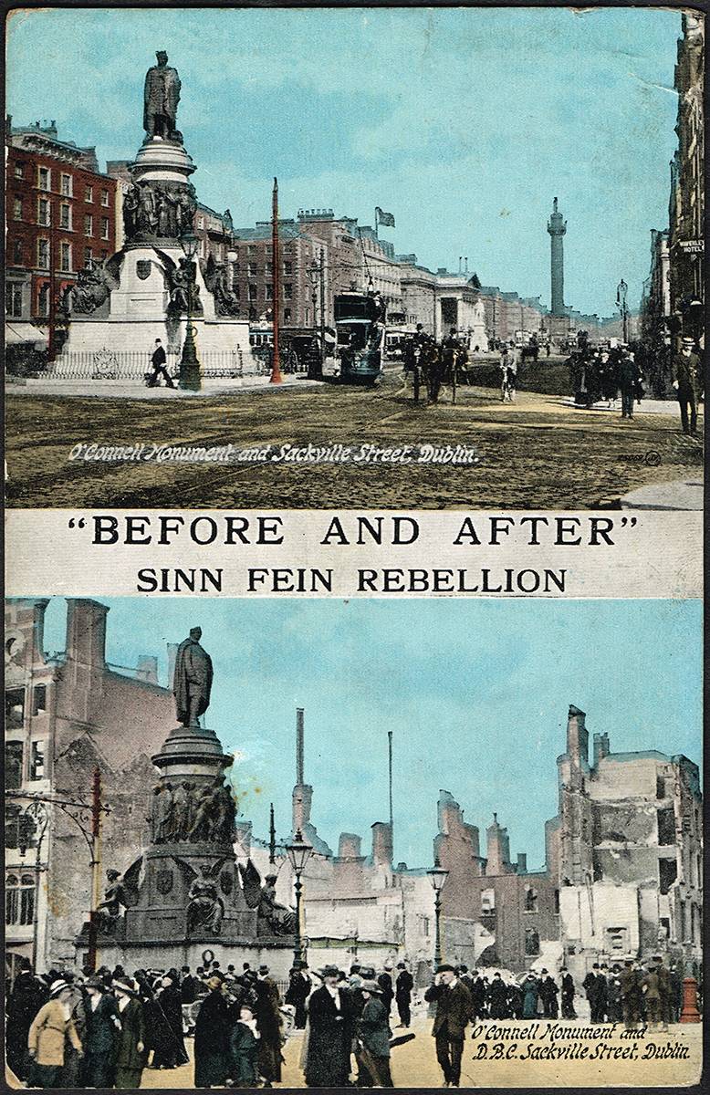 Postcards. 1916 Rising: 'Before and After Sinn Fein Rebellion' series by Valentine. (11) at Whyte's Auctions
