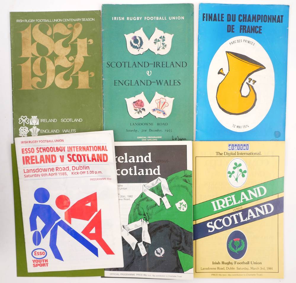 Rugby, 1955-1987 Ireland International programmes. at Whyte's Auctions