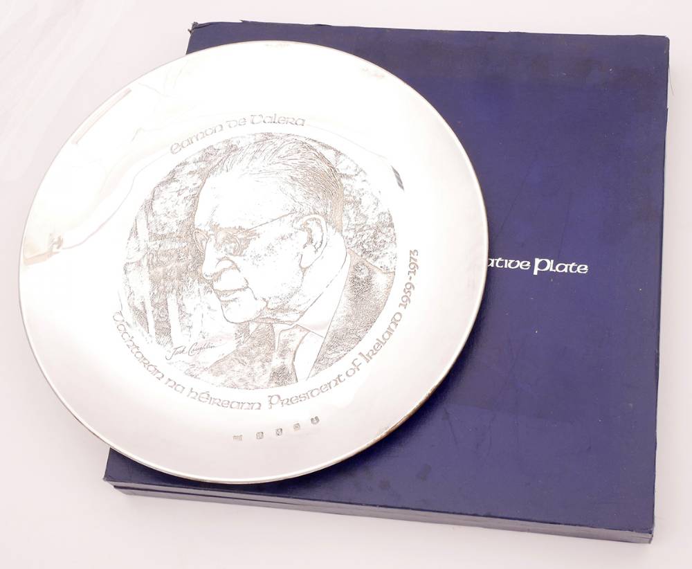 1973, amon de Valera, Irish silver commemorative plate. at Whyte's Auctions