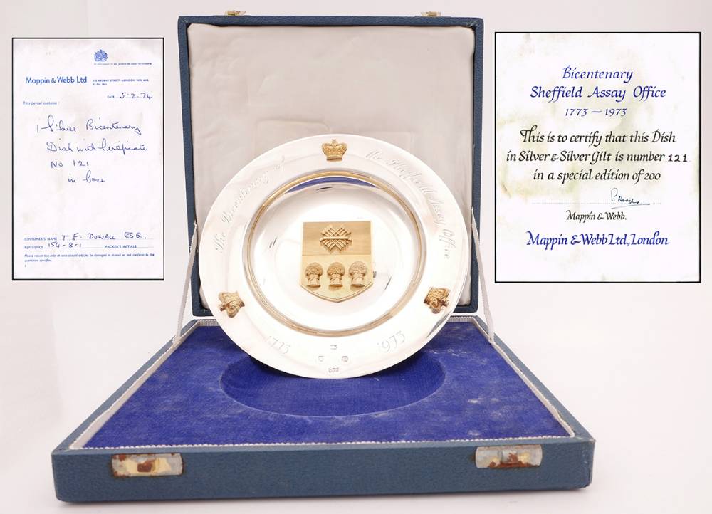 1973 Bicentenary of Sheffield Assay Office, limited edition silver dish. at Whyte's Auctions