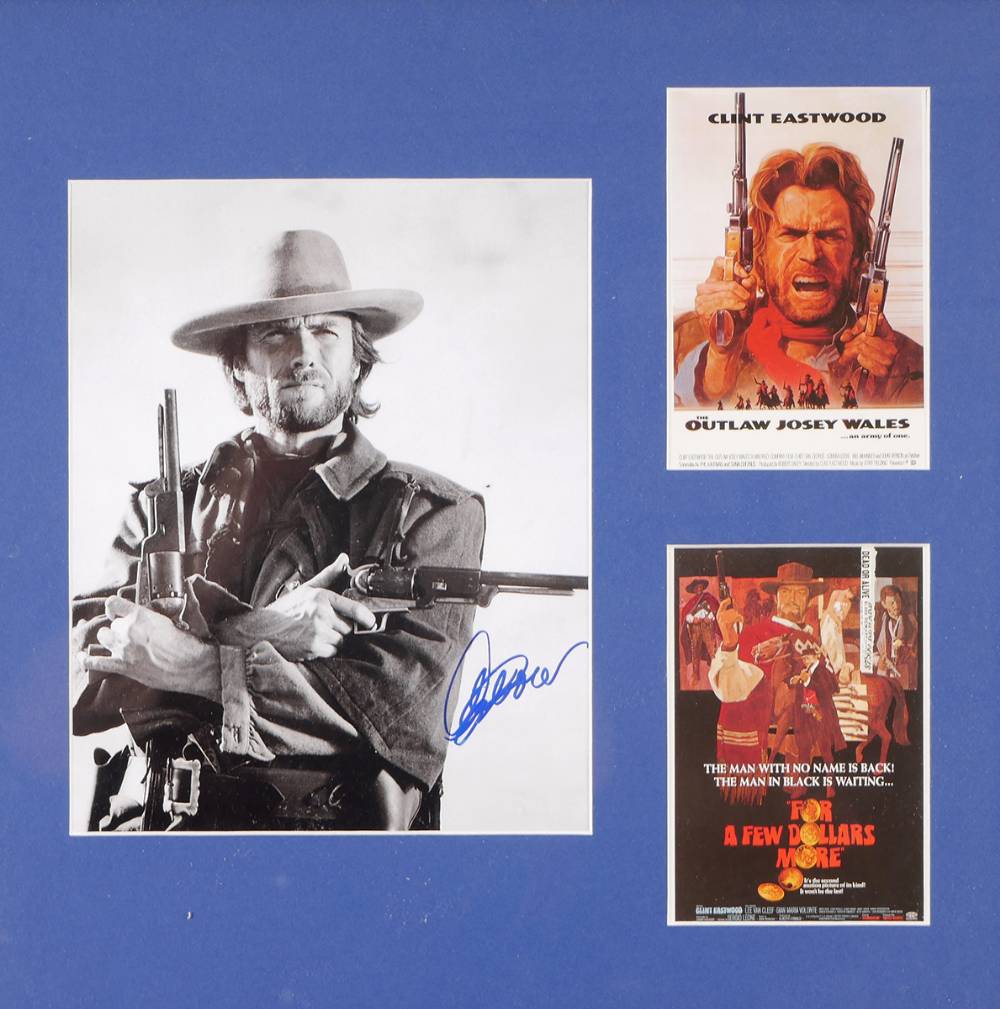 Clint Eastwood signed publicity photograph and two cinema posters. at Whyte's Auctions