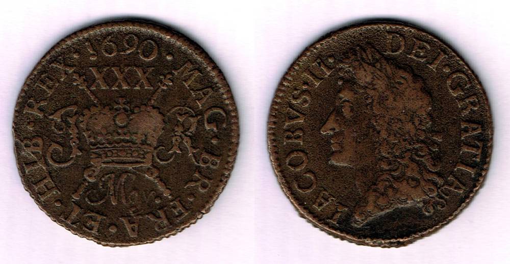 James II Gunmoney half-crown, shillings and sixpence. (4) at Whyte's Auctions