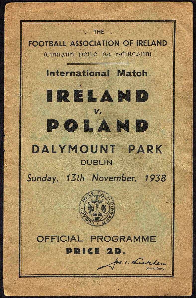 Football, 1938 Ireland v. Poland, programme. at Whyte's Auctions