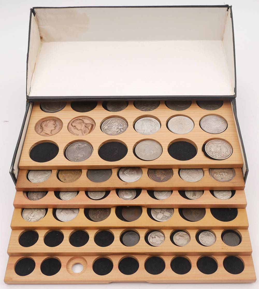 Mixed lot of coins in album, trays and loose, with useful silver. (100s) at Whyte's Auctions