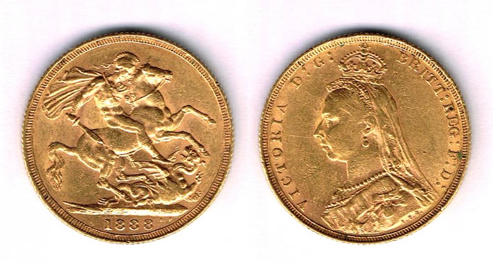 Victoria gold sovereign, 1888. at Whyte's Auctions