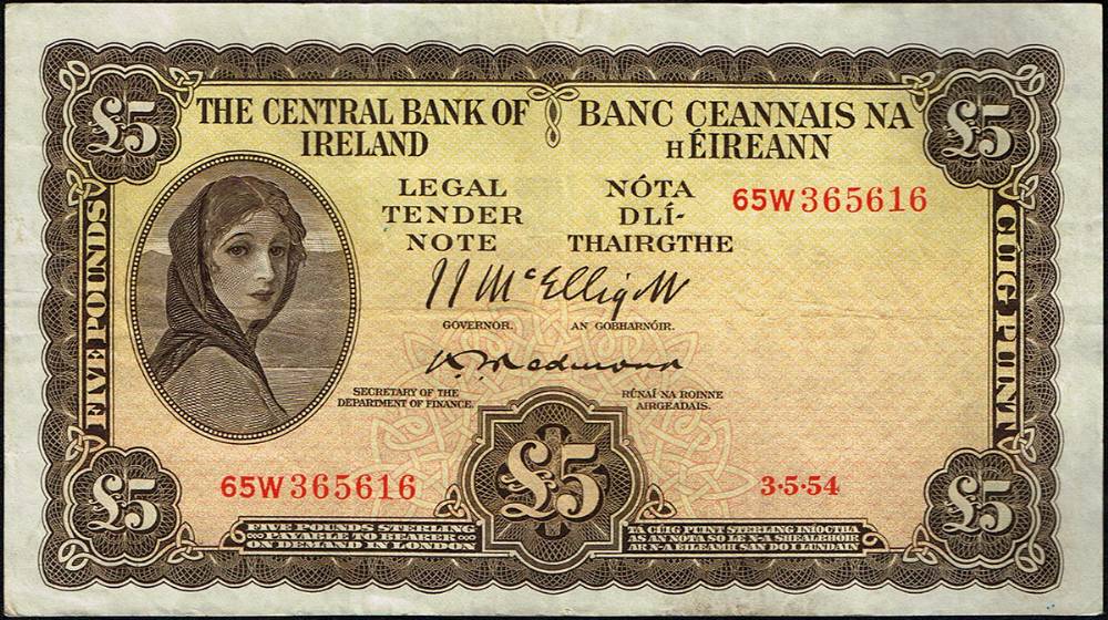 Central Bank 'Lady Lavery' Five Pounds collection, 3-5-54. at Whyte's Auctions