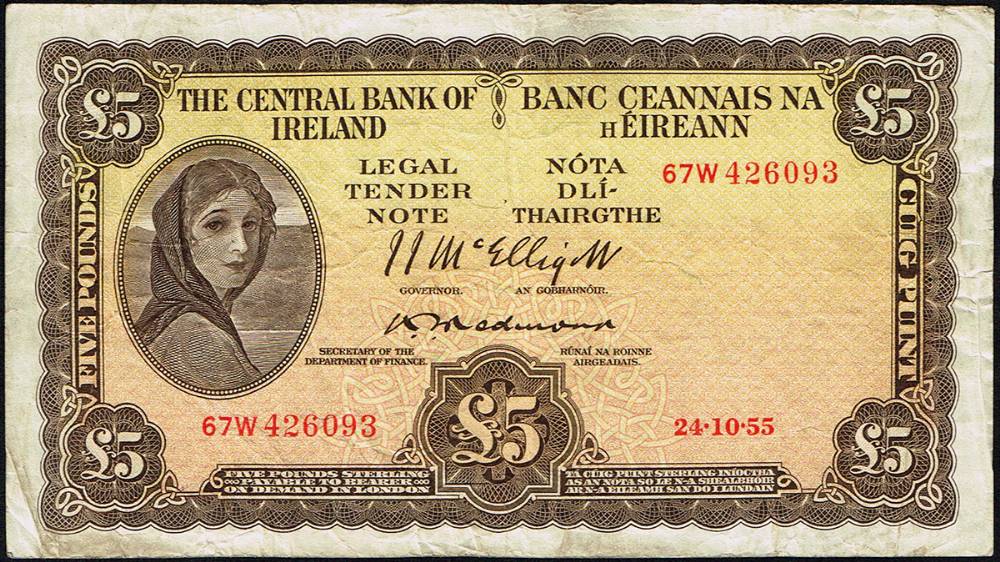 Central Bank 'Lady Lavery' Five Pounds collection, 24-10-55. at Whyte's Auctions