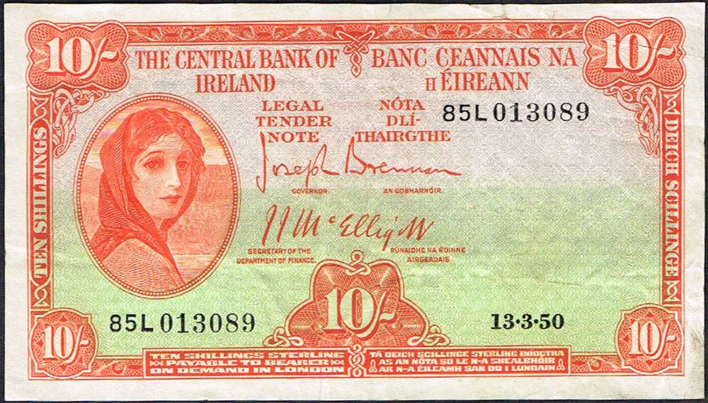 Central Bank 'Lady Lavery' Ten Shillings collection, 1950-51. at Whyte's Auctions