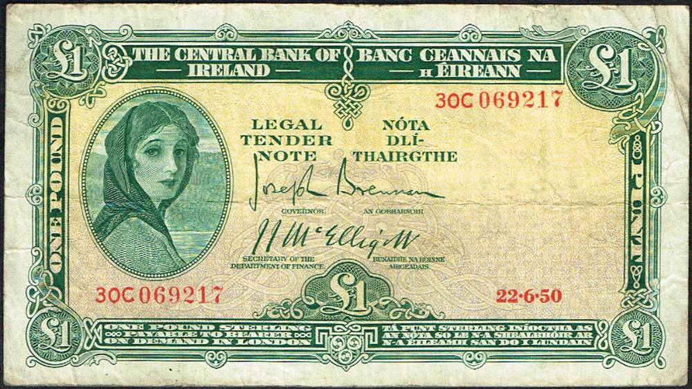 Central Bank 'Lady Lavery' One Pound collection, 1950-76. at Whyte's Auctions