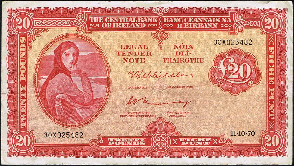Central Bank of Ireland, 'Lady Lavery', Twenty Pounds collection, 1970-76. at Whyte's Auctions