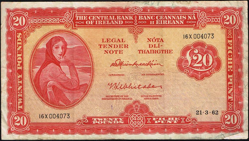 Central Bank of Ireland, 'Lady Lavery', Twenty Pounds 1961-65. at Whyte's Auctions