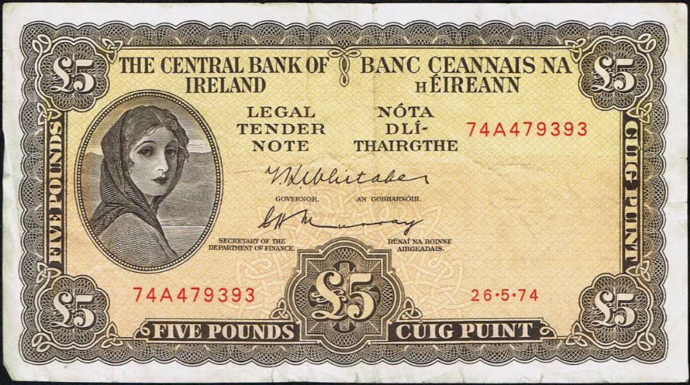 Central Bank, 'Lady Lavery', Five Pounds collection, 1964-1974. at Whyte's Auctions