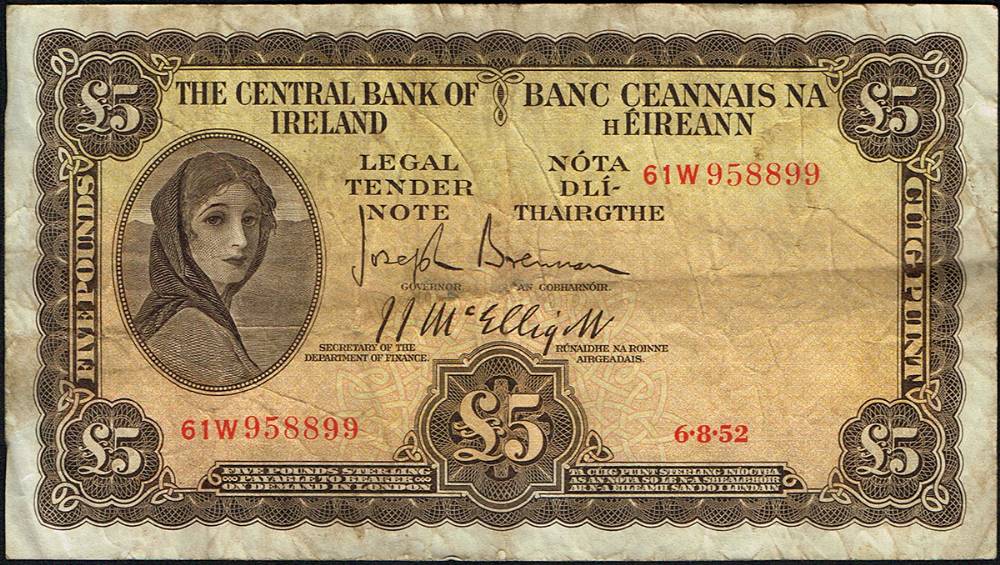 Central Bank, 'Lady Lavery', Five Pounds collection, 1952-1968. at Whyte's Auctions