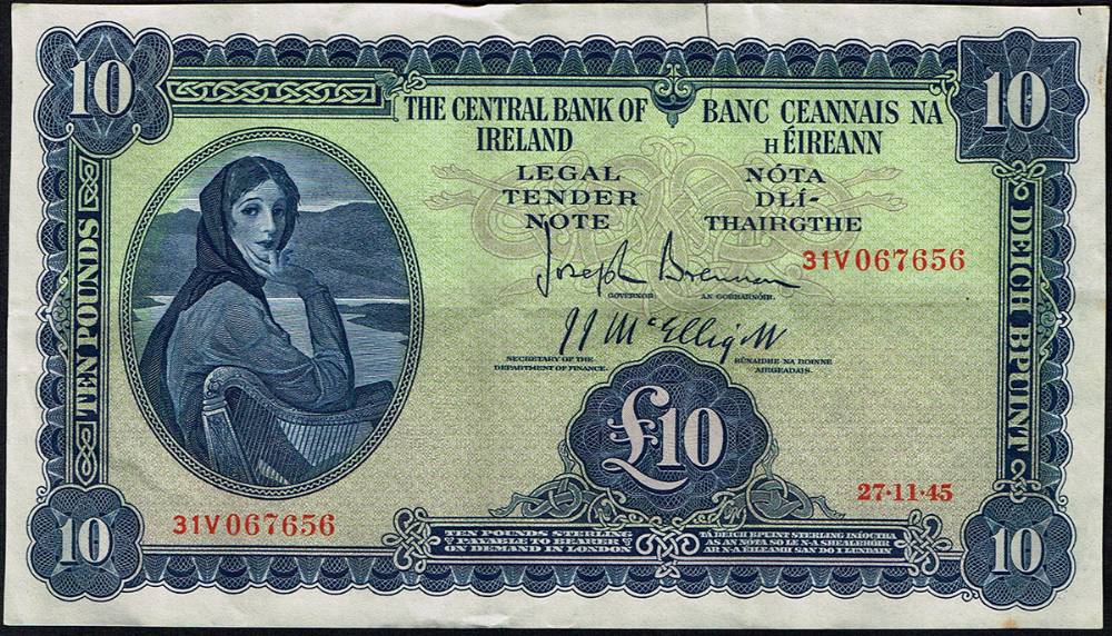 Central Bank, 'Lady Lavery', Ten Pounds collection, 1945-1960. at Whyte's Auctions