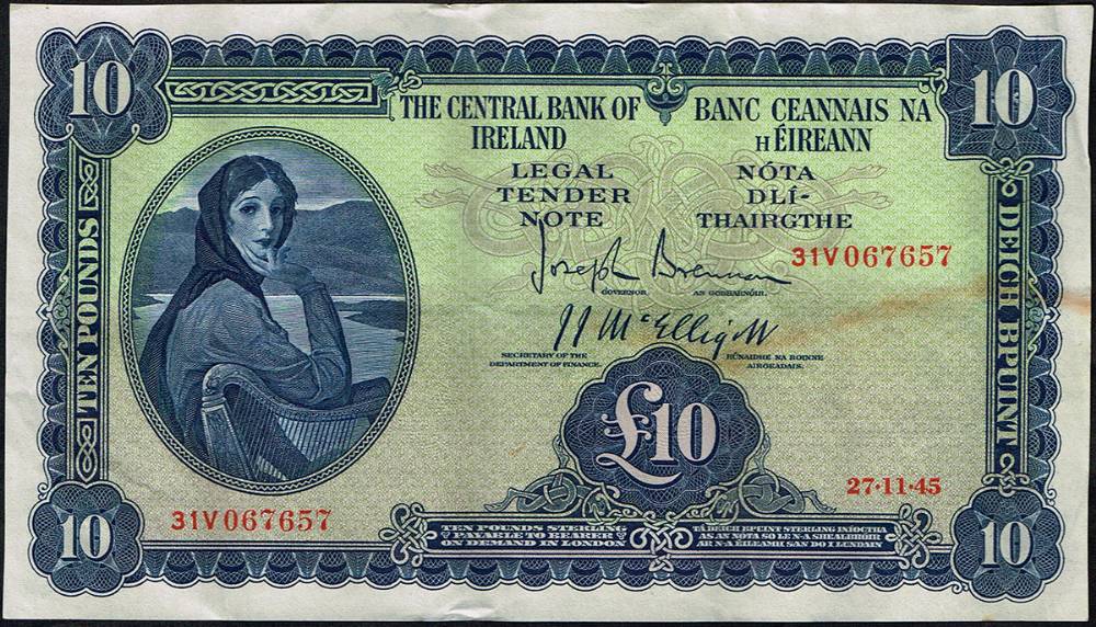 Central Bank, 'Lady Lavery', Ten Pounds collection, 1945-1952. at Whyte's Auctions