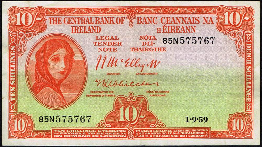 Central Bank, 'Lady Lavery', Ten Shillings collection, 1959-1968. at Whyte's Auctions