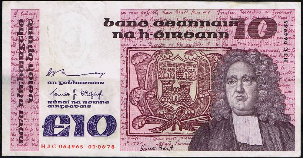 Central Bank, 'B' Series, Ten Pounds collection, 1978-1981. at Whyte's Auctions
