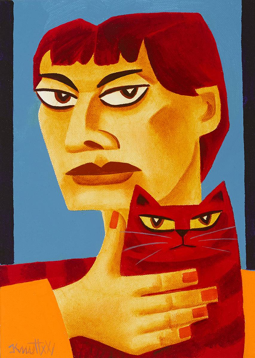 WOMAN AND RED CAT by Graham Knuttel (b.1954) at Whyte's Auctions