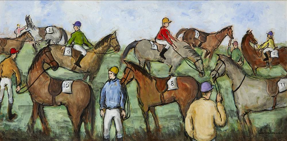 BEFORE THE RACE, LEOPARDSTOWN, DUBLIN by Gladys Maccabe sold for 4,400 at Whyte's Auctions