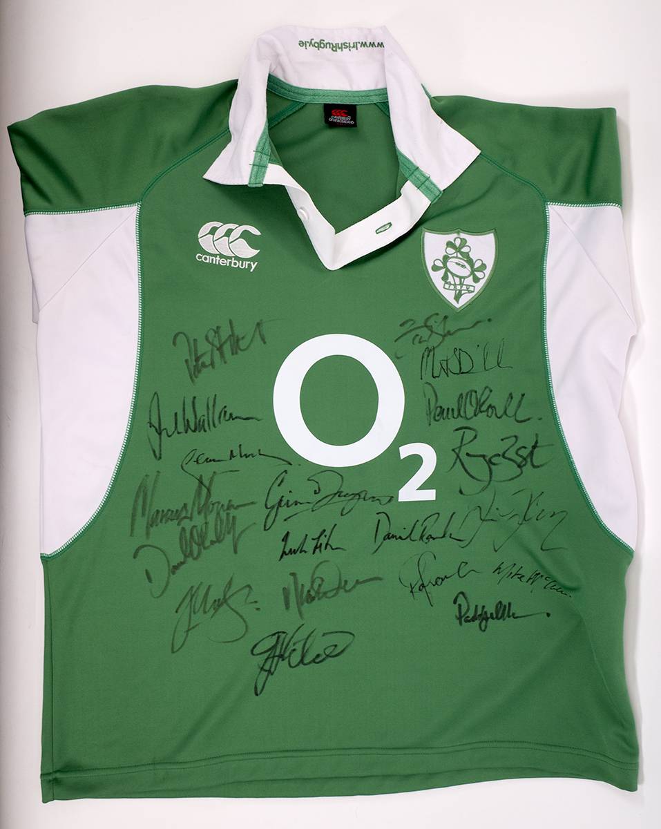 Rugby Irish and Lions teams signed jerseys, also Celtic FC signed shirt. (3) at Whyte's Auctions