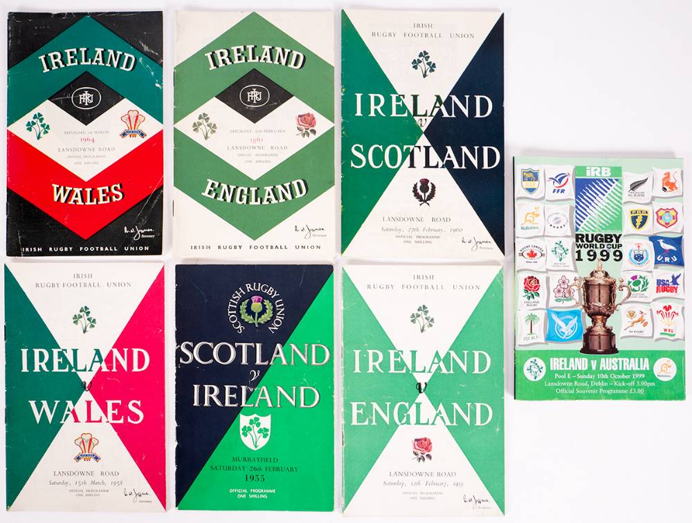 Rugby. 1955-1999. Irish programmes (7) at Whyte's Auctions