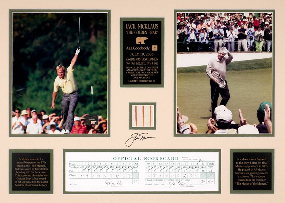 Golf. Jack Nicklaus commemorative presentation in a frame at Whyte's Auctions