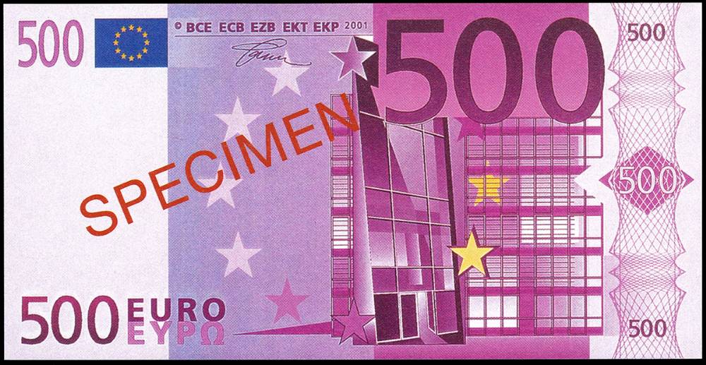 2002. Central European Bank Specimen set Five Hundred Euro to Five Euro (7) at Whyte's Auctions