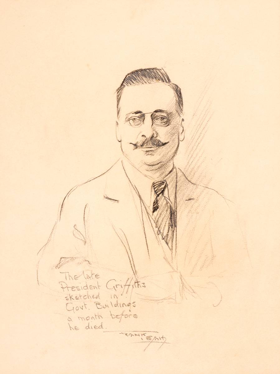 1921 (November) A rare drawing of Michael Collins during the Irish Treaty negotiations in London and a 1922 drawing of Arthur Griffith at Whyte's Auctions