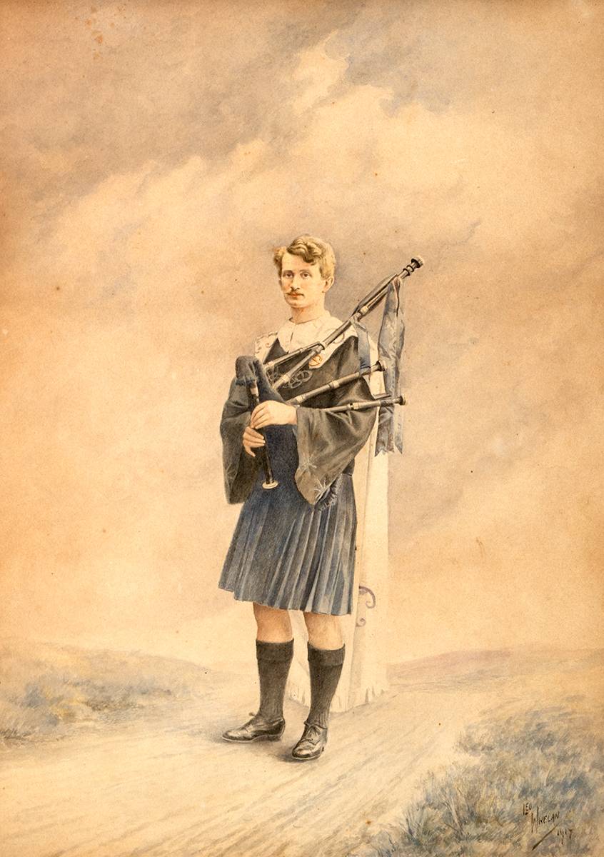 1917. Portrait of Thomas Ashe as a piper by Leo Whelan RHA. at Whyte's Auctions