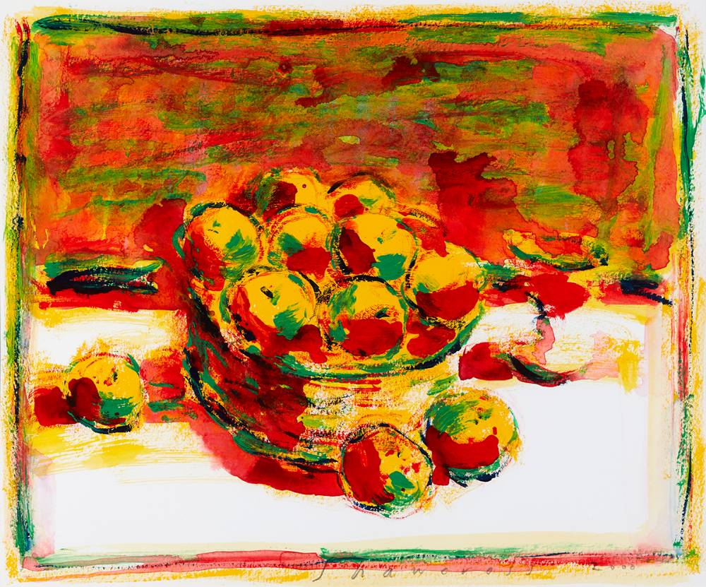 STILL LIFE WITH FRUIT AND BASKET, 2000 by Neil Shawcross MBE RHA HRUA (b.1940) at Whyte's Auctions