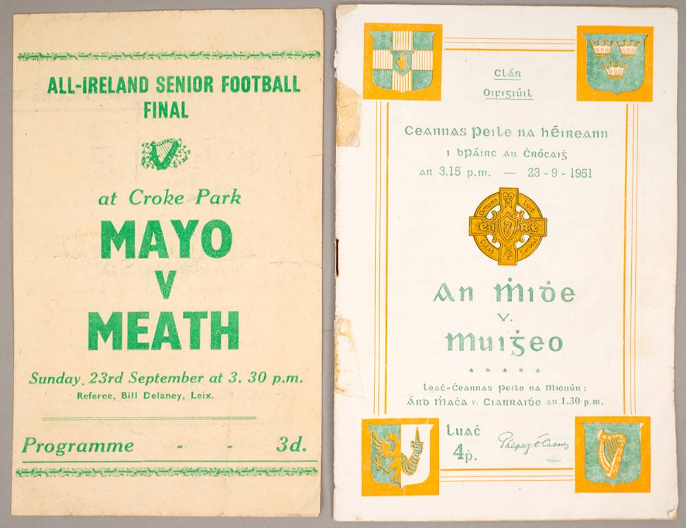 GAA Football. All-Ireland Final, 1951, Meath v Mayo programme. at Whyte's Auctions