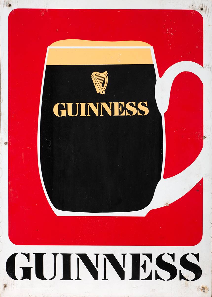 Guinness, two-sided metal sign, and Guinness print by Erte, both circa 1970. at Whyte's Auctions