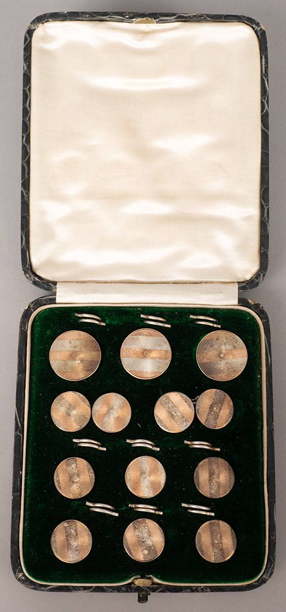 Victorian set of silver gilt cufflinks, collar and shirt studs. at Whyte's Auctions