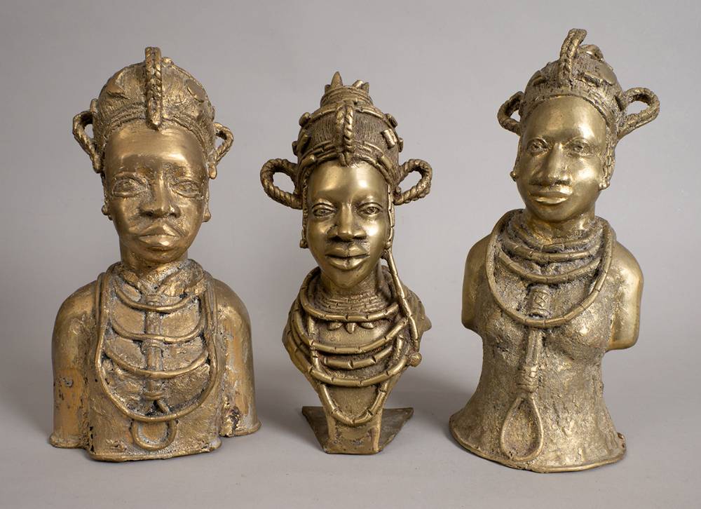 'Benin Bronze'. A trio of queens or princesses. at Whyte's Auctions