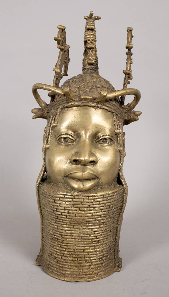 'Benin bronze' large head of a queen. at Whyte's Auctions