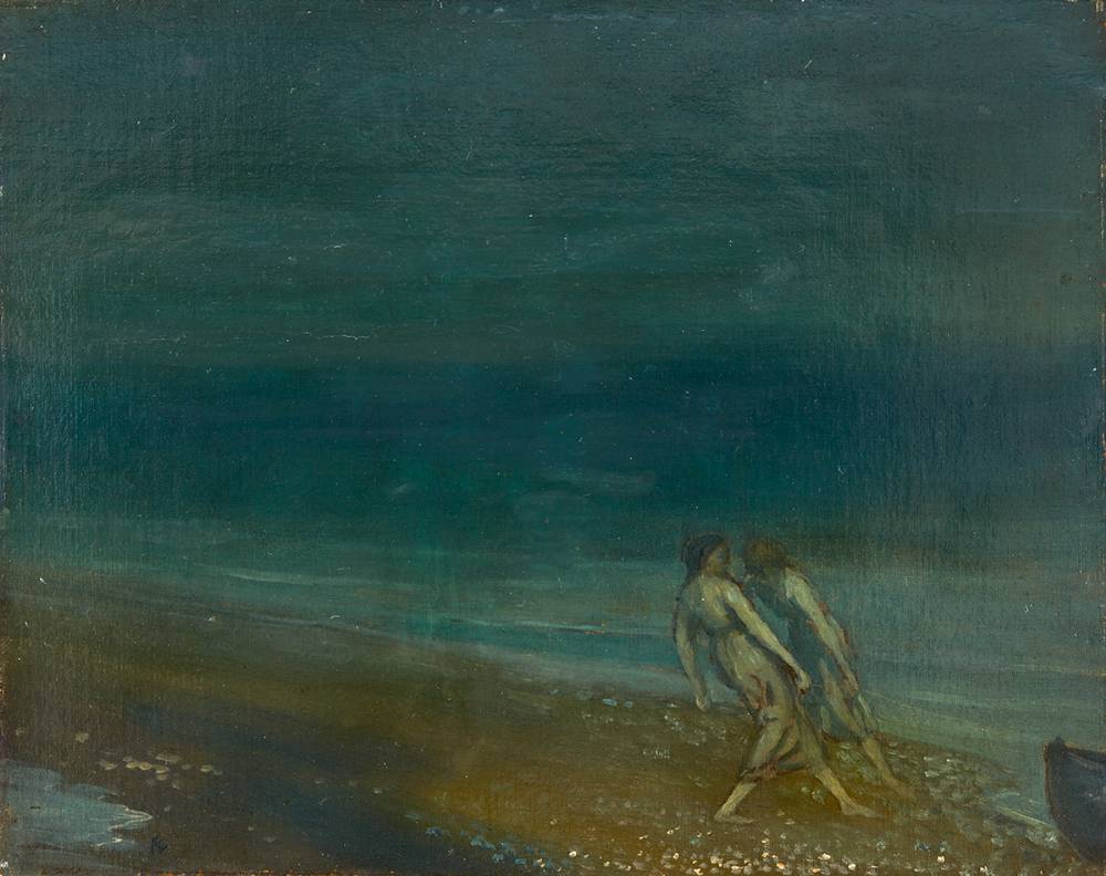 MOONLIGHT SCENE WITH TWO FIGURES ON A SHORE by George Russell ('') (1867-1935) at Whyte's Auctions