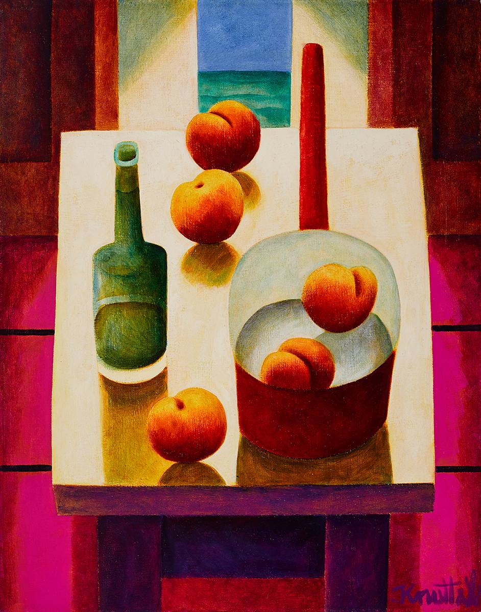 STILL LIFE WITH BOTTLE AND FRUIT by Graham Knuttel sold for 4,400 at Whyte's Auctions