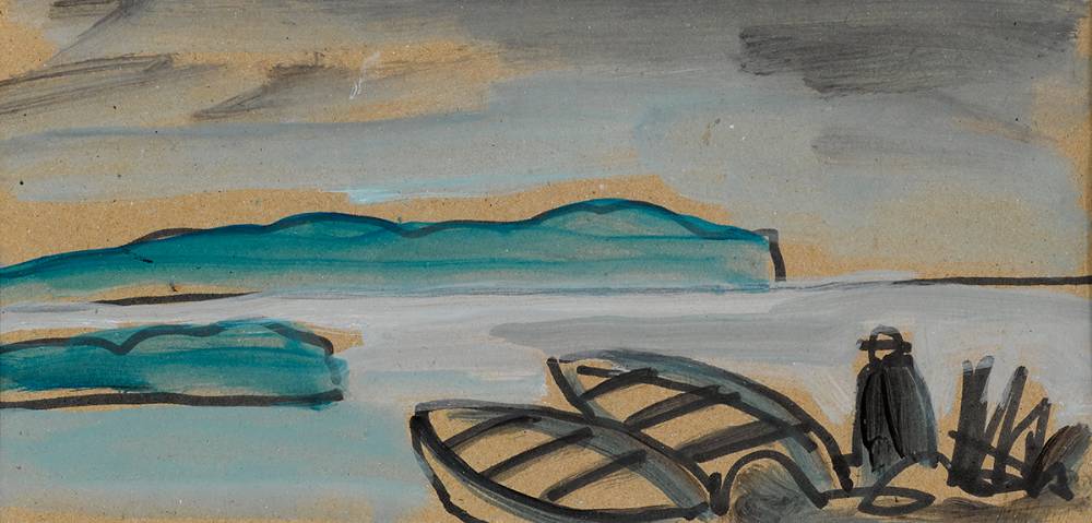 FIGURE WITH BOATS by Markey Robinson sold for 580 at Whyte's Auctions