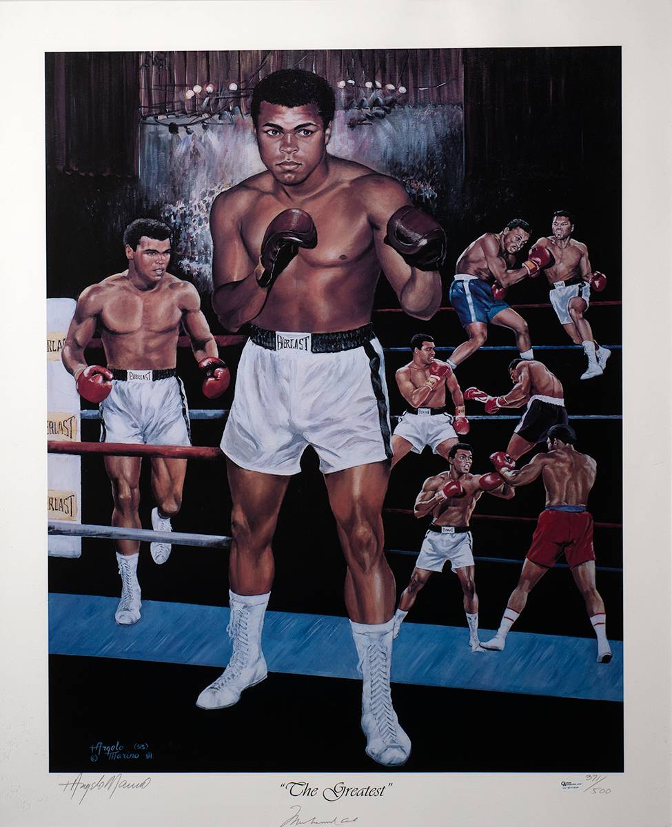 Boxing: 'The Greatest' 1993 limited edition print by Angelo Marino, signed by the artist and Muhammad Ali. at Whyte's Auctions